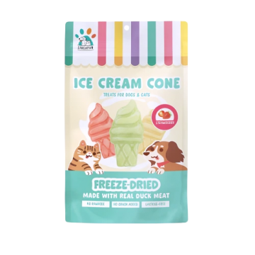 Singapaw Pet Treat Freeze Dried Ice Cream Cone Strawberry 48g
